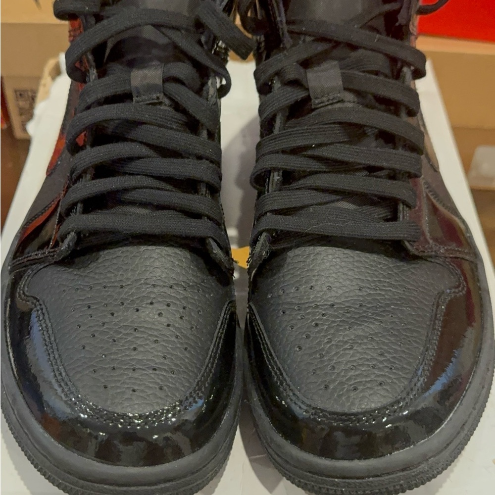 Jordan Black High-Top Sneakers with Patent Accents